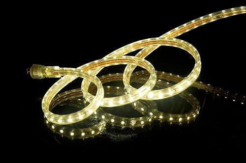 CBConcept UL Listed, 30 Feet, Super Bright 8100 Lumen, 3000K Warm White, Dimmable, 110-120V AC Flexible Flat LED Strip Rope Light, Commercial Grade