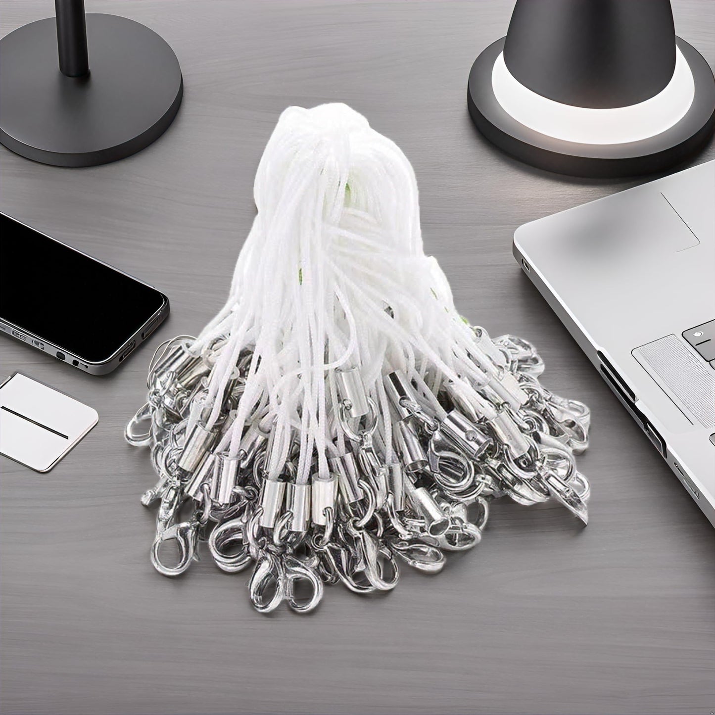 ZhangyiHot 20 Pcs White Lanyard Phone Ring Strap,Cell Phone Backpack Lanyard, Lobster Clasp,Cellphone Strap Charm Cords for Cell ID Card Badge Décor