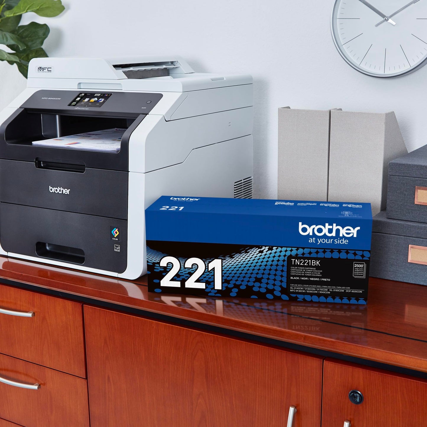 Brother Genuine Standard Yield Toner Cartridge, TN221BK, Replacement Black Toner, Page Yield Upto 2,500 Pages, Amazon Dash Replenishment Cartridge