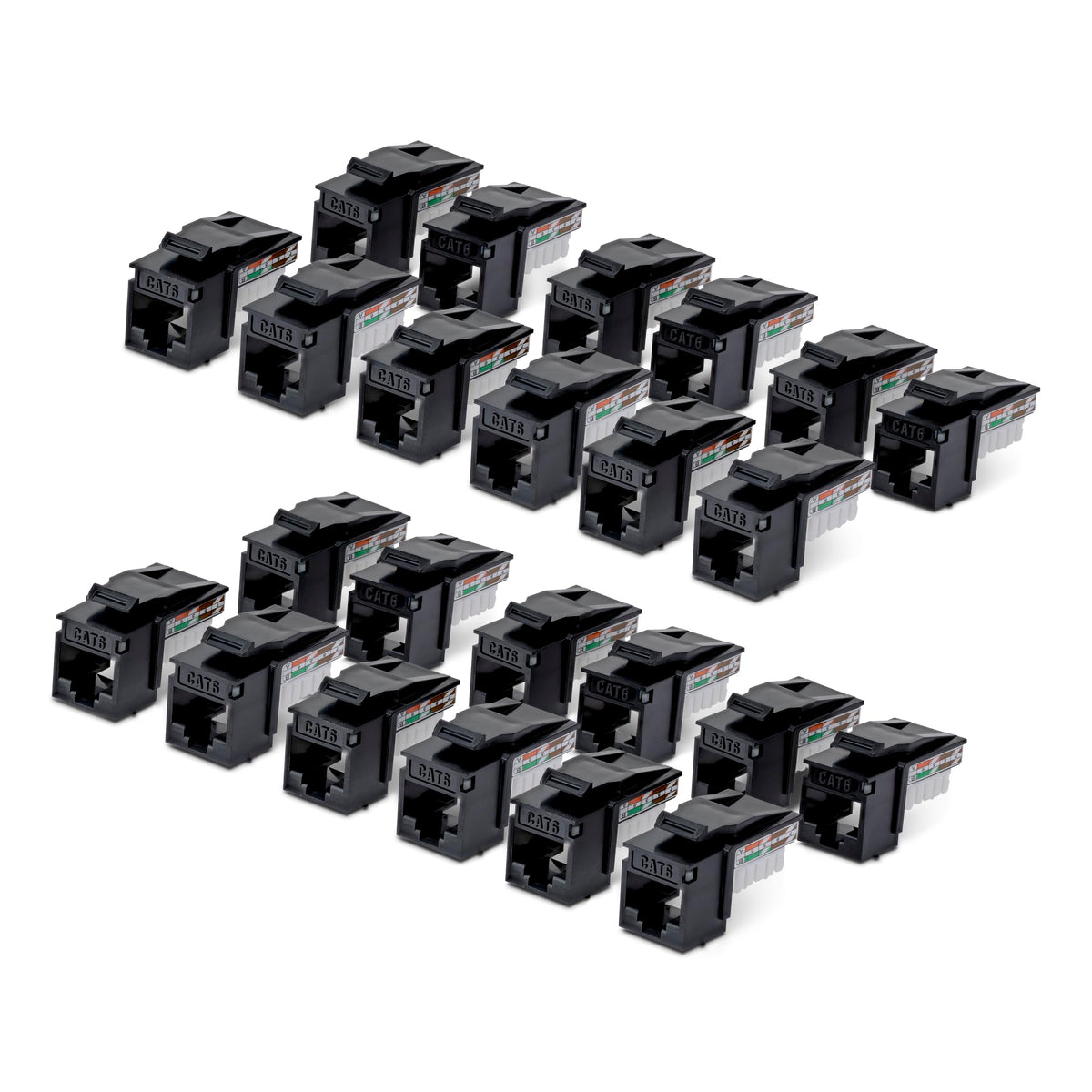 StarTech Cat6 Keystone Jack 24-Pack, UTP, 90 110 Punch Down, Black