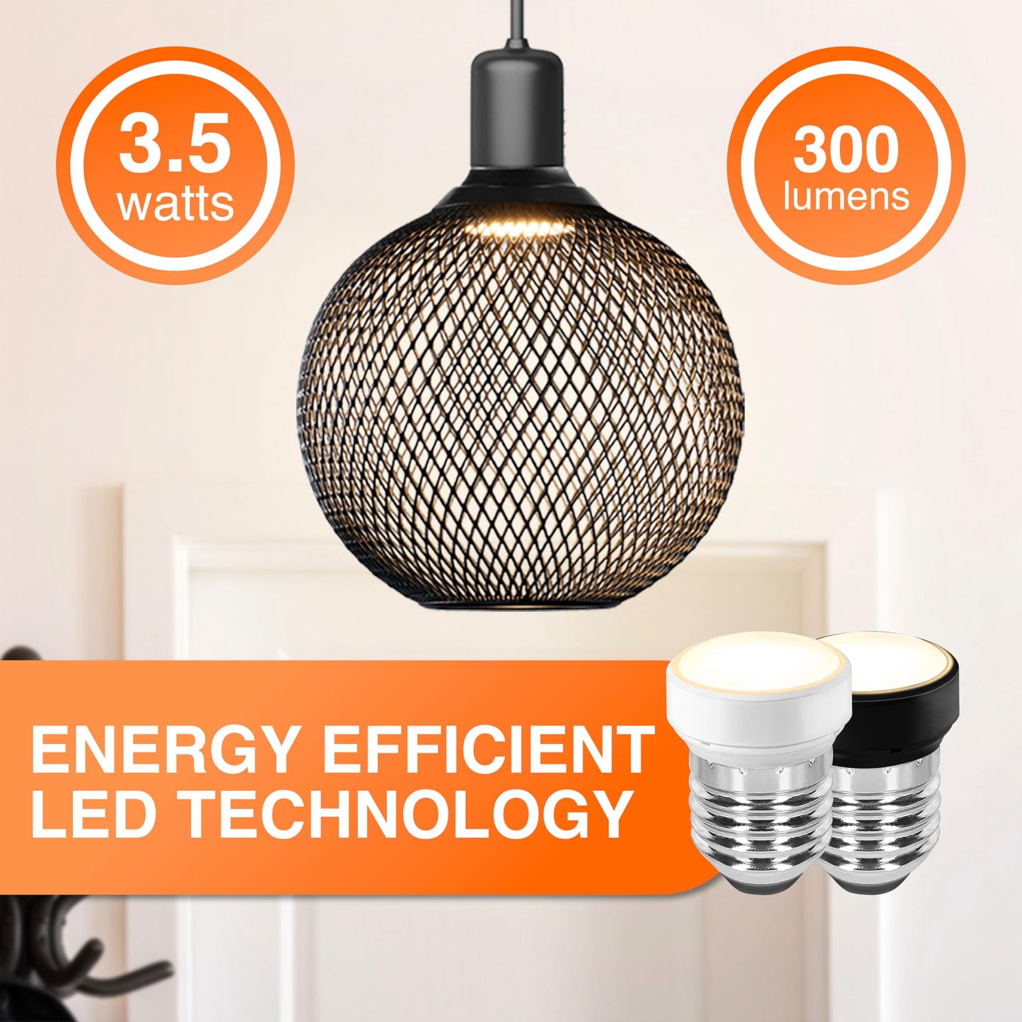 Sylvania Flat LED Light Bulb, 3.5W, E26 Medium Base, 300 Lumens, 3000K, Warm White, for Lamp Shades, Sylvania Lamps Shades, White - 2 Pack (42694)