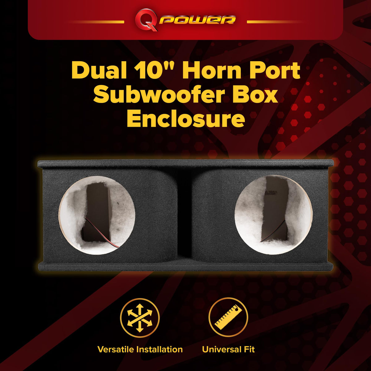 QPower HP210V Dual 10-Inch Horn-Ported Subwoofer Box