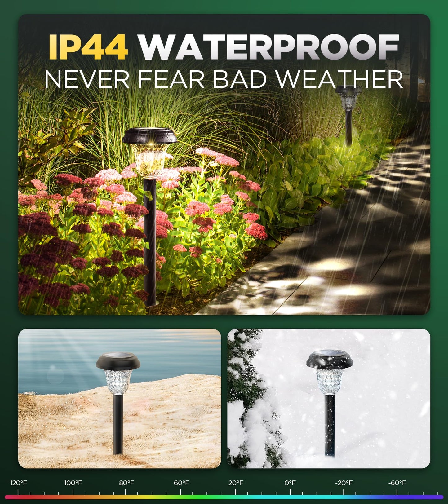 10 Pack Ultra Bright Solar Lights Outdoor Waterproof, from Dusk to Dawn Up to 12H Outdoor Solar Lights, Auto On/Off Solar Powered Garden Pathway