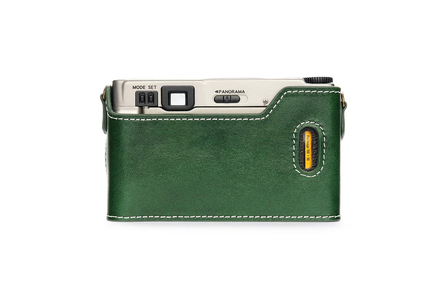 35Ti 28Ti Case, BolinUS Handmade Genuine Real Leather Half Camera Case Bag Cover for Nikon 35Ti 28Ti Camera with Hand Strap (Green)