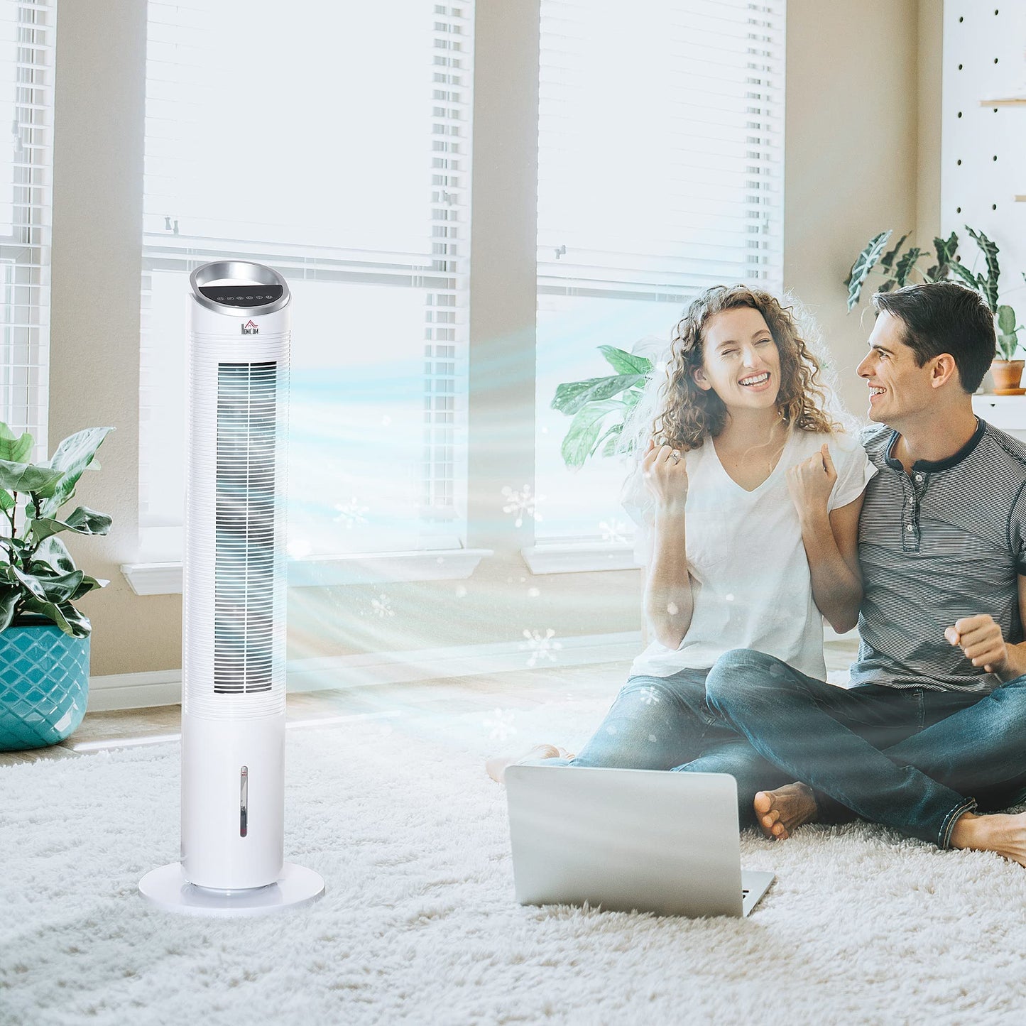 40 Inch 3-in-1 Evaporative Air Cooler with Humidifier, Ice Cooling Fan, 52° Oscillating, 3 Speeds, 3 Modes, 8H Timer, Remote Control, White