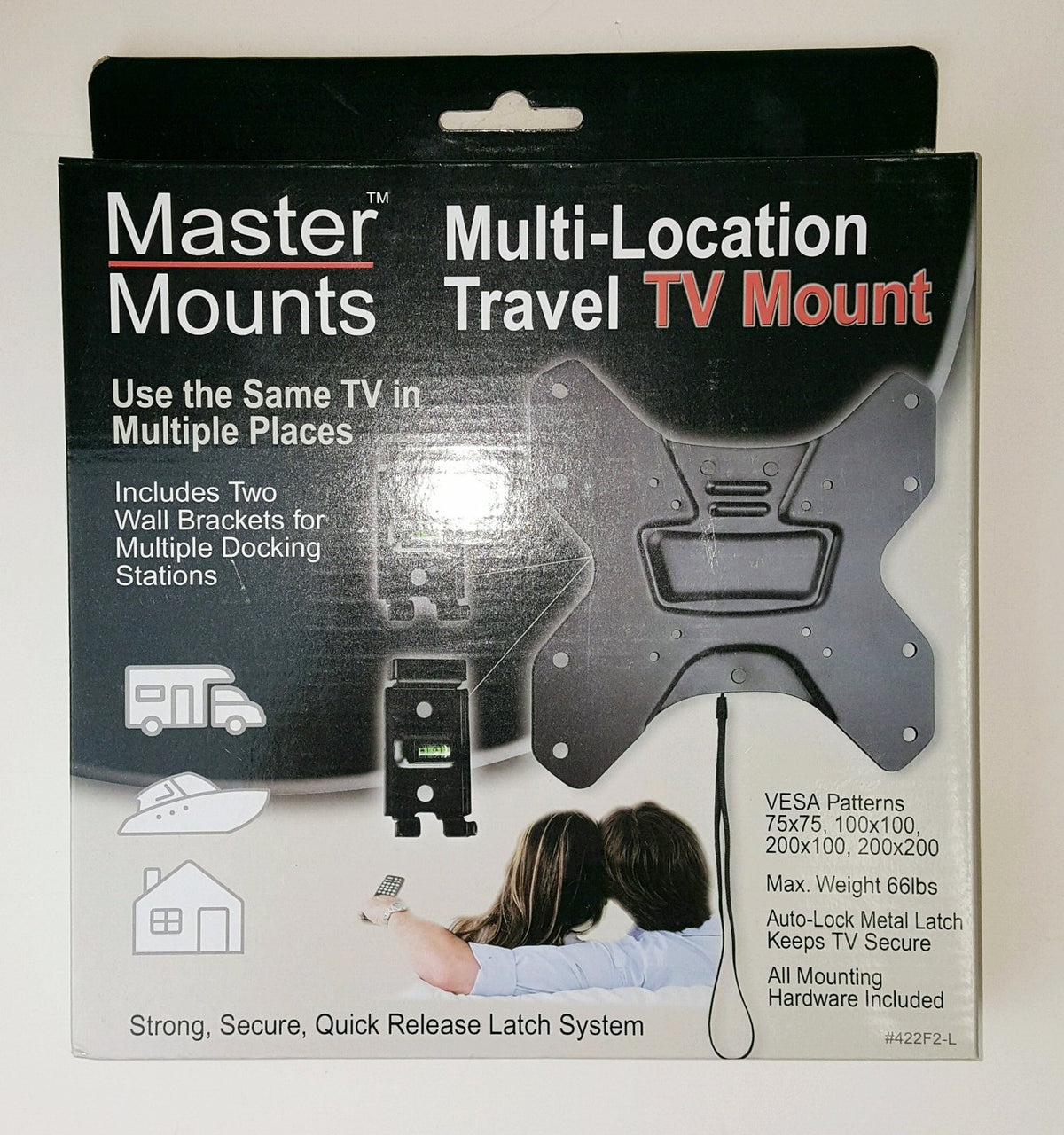 Master Mounts 422F2-L Portable Travel Wall Mount Use 1 TV in 2 Places