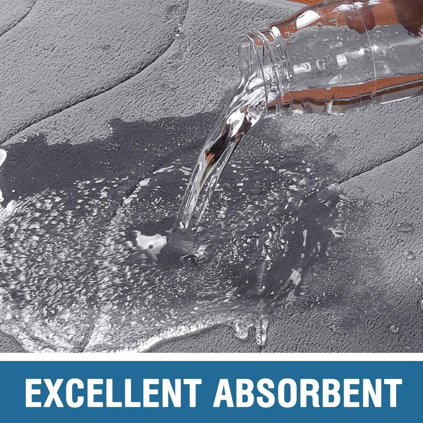 Flamingo P Memory Foam Bath Mat for Bathroom Non Slip Quick Dry Super Water Absorbent Shower Rug,24x17,Grey