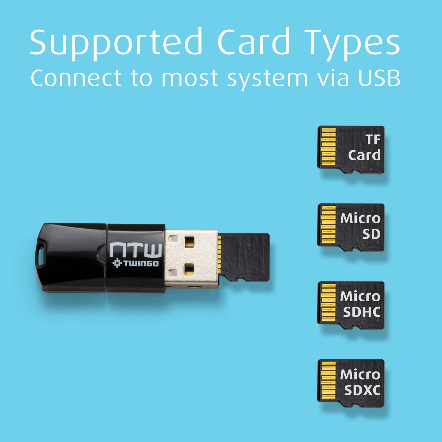 NTW Twingo: Micro SD Card Reader/Memory Card Reader/USB 2.0 Adapter/Micro USB OTG/Portable Micro SD Card Reader for Android Phone/MacBook/PC/Tablets