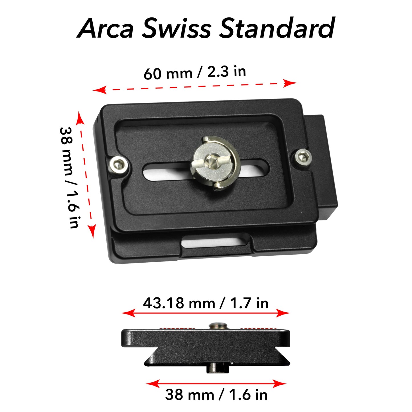 Colorado Tripod Arca Plates 60mm Universal Arca Swiss Quick Release Plate for Tripod Ball Head with Hand-Adjustable Stainless Steel Screw & Removable