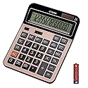 HIHUHEN Large Computer Electronic Calculator Counter Solar & Battery Power 14 Digit Display Multi-Functional Big Button for Business Office School