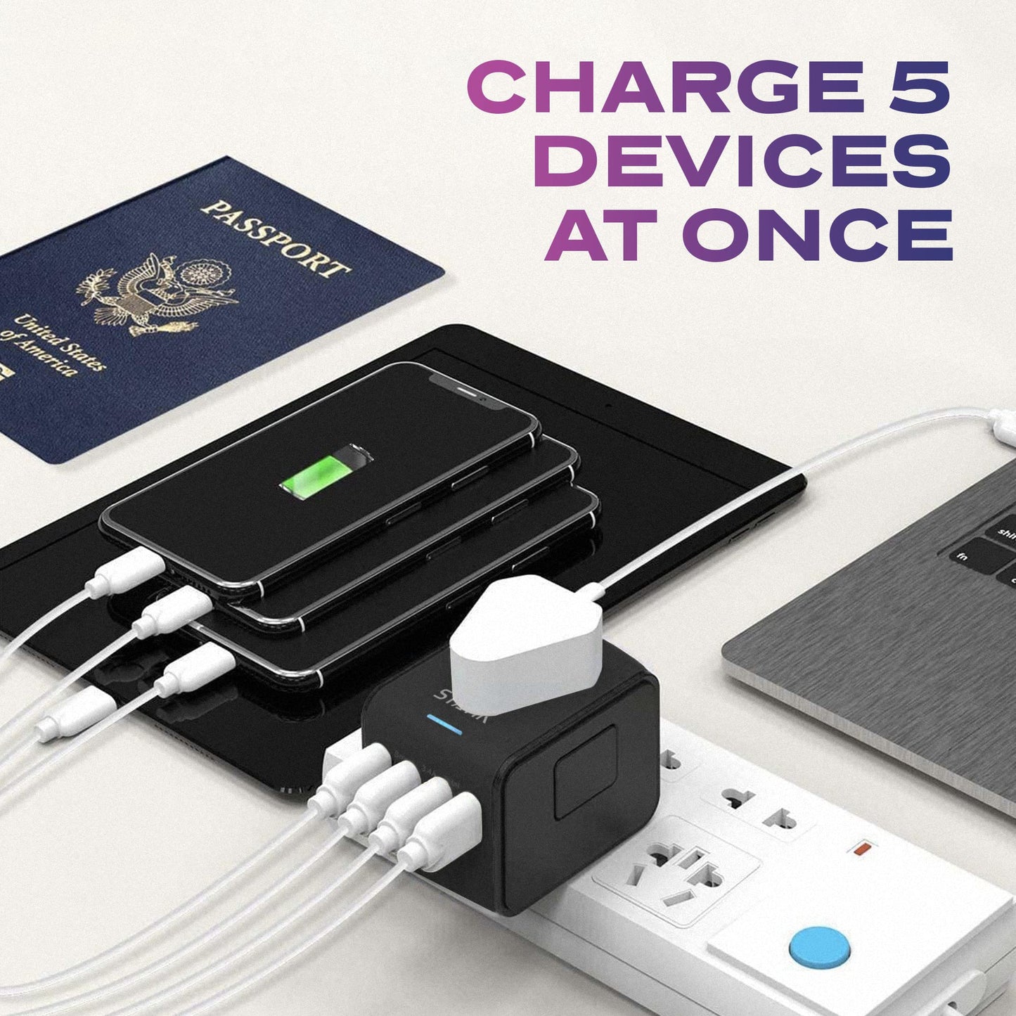 STATIK GloboCharge 12W Universal Travel Adapter Worldwide - International Power Adapter Plug Europe, UK, USA, Australia Slide Outlets, Universal…
