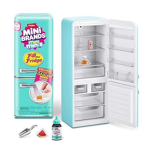 Mini Brands Fill The Fridge Playset w/UV Light by ZURU, Collectibles, DIY, Resin Play, Exclusive Recipe, NOT Edible, 8+