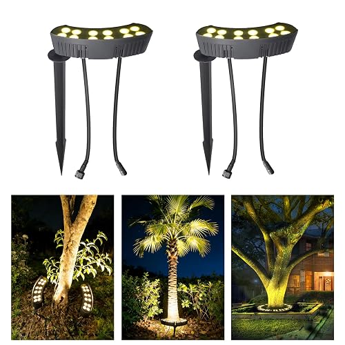 LZNIPW Outdoor Lights, 2 Pack Palm Tree LED Uplightings IP67 Waterproof Aluminum 3000K Warm White Landscape Spotlight for Yard Garden, AC85-265V (110V