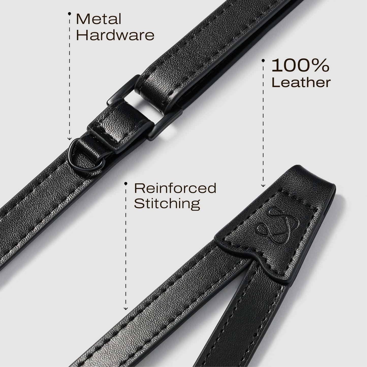 C Coiro Premium Leather Phone Strap Crossbody with 2 Tabs, Universal Adjustable Clip and Go Phone Strap, Neck Lanyard for Daily & Outdoor, Compatible