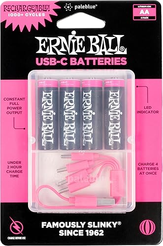 Ernie Ball USB-C Rechargeable AA Battery by Paleblue - 4-Pack
