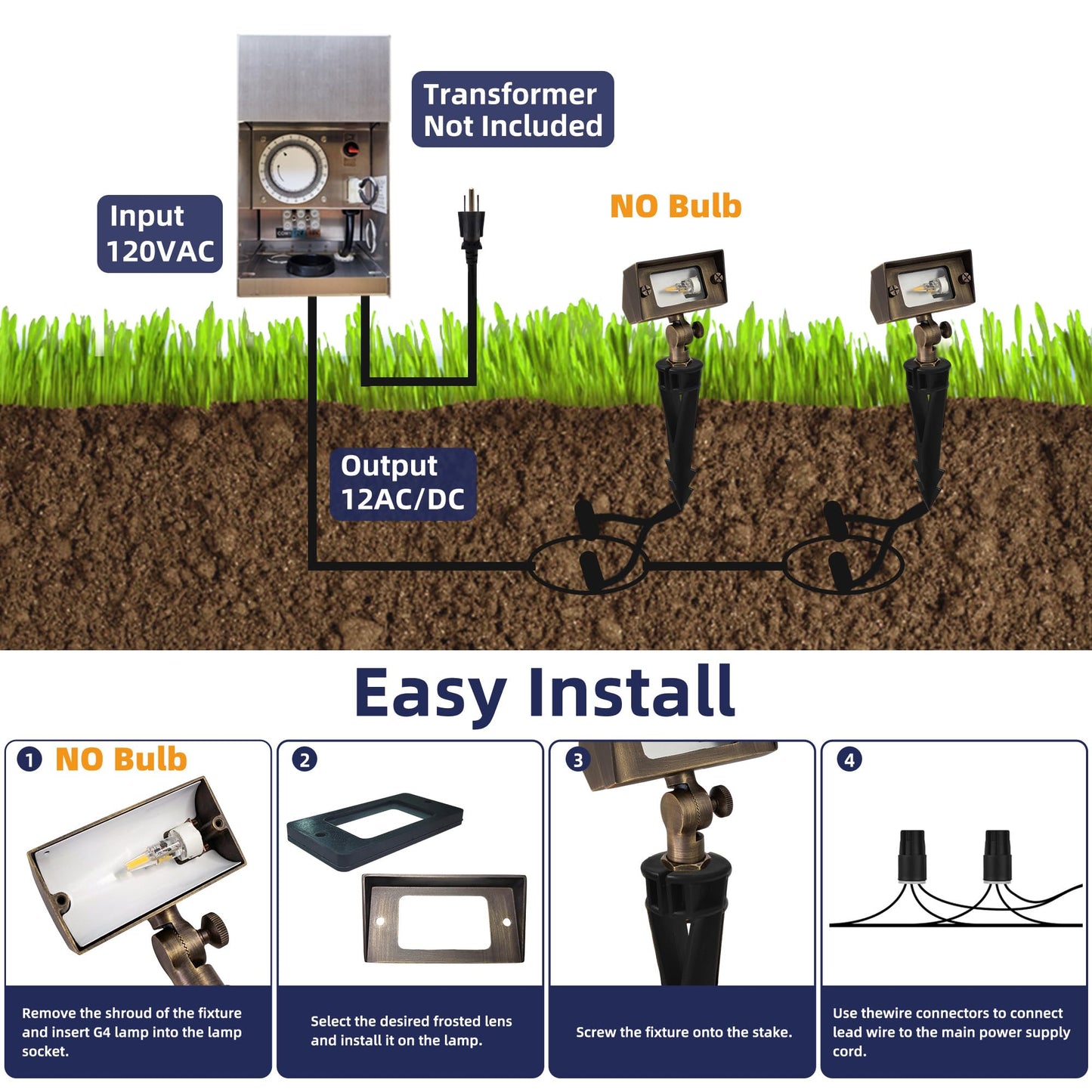 COLOER Cast Brass 12V Flood Light, Low Voltage Flood Light Outdoor with Adjustable Knuckle Mount, Without Bulb, Waterproof Landscape Lighting