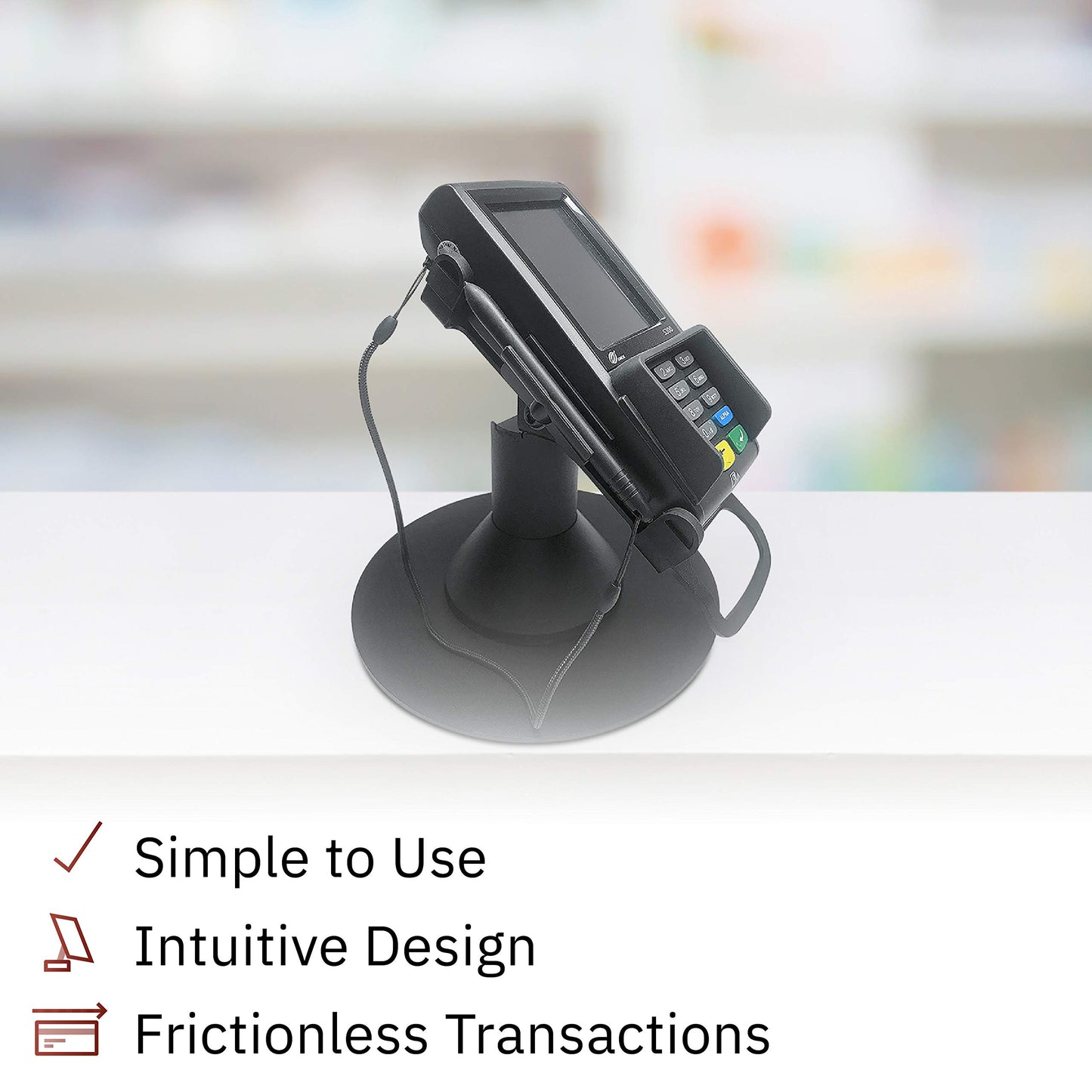 Discount Credit Card Supply Pax S300 / Pax SP30 Low Profile Freestanding 4" Swivel Stand with Round Plate, Black