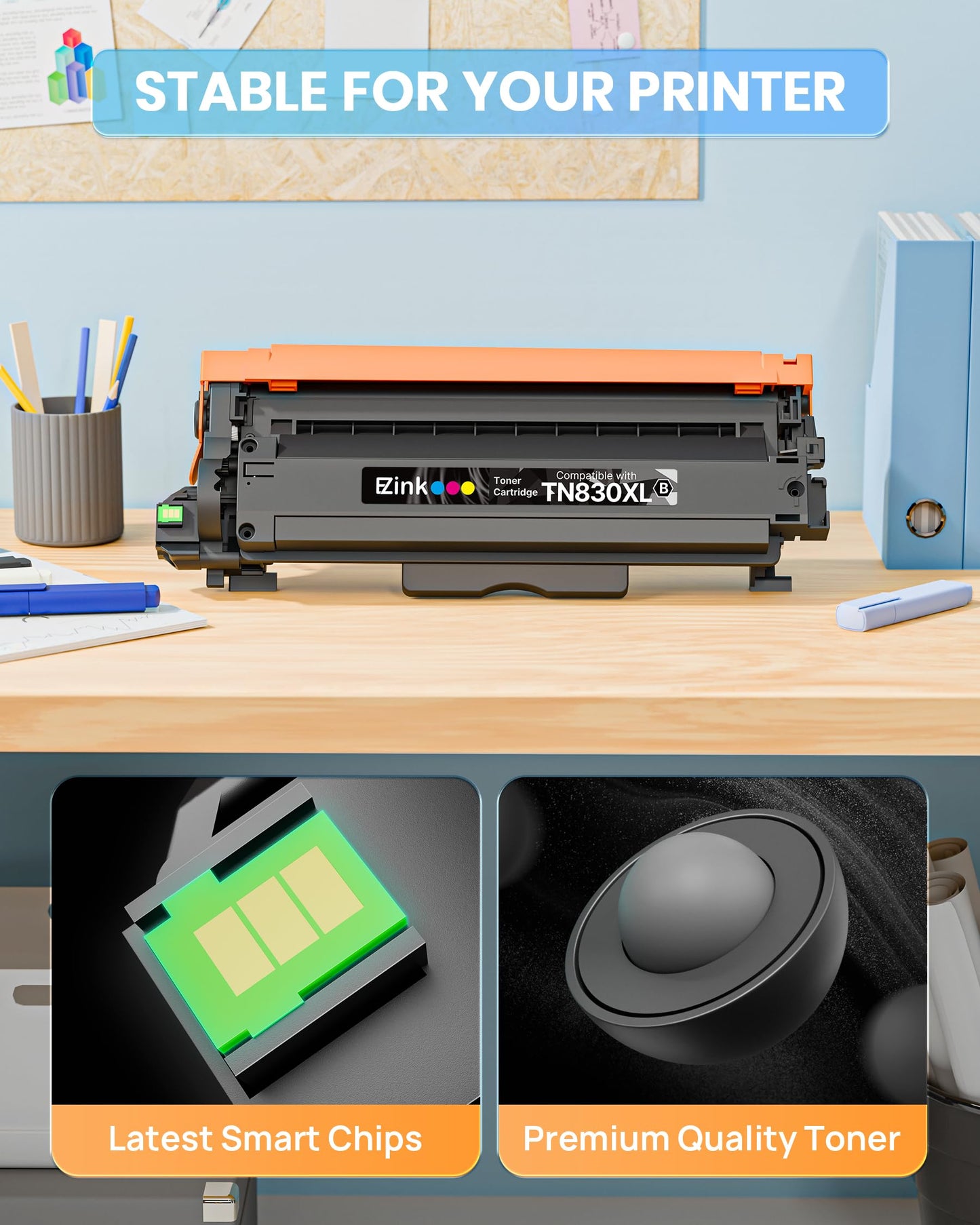 E-Z Ink Compatible TN830XL Toner Cartridge Replacement for Brother TN830XL TN830 TN 830 Toner Cartridges with Brother DCP-L2640DW HL-L2460DW