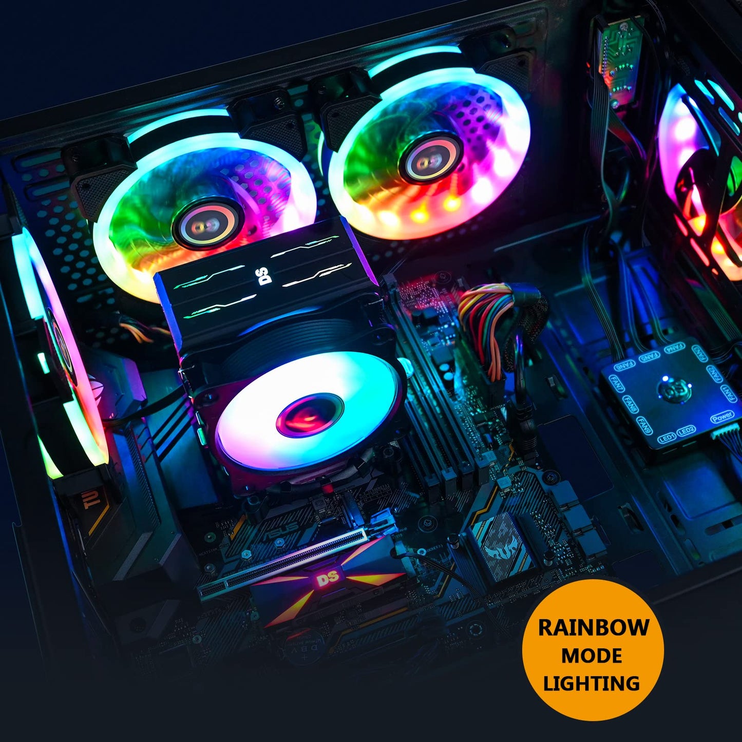 DS 6Pack 120MM RGB PC Cooling Fans, LED Case Fans with Remote Control for Computer, PC Case CPU Coolers, Radiators System (8th GEN Hub Box, A Series)