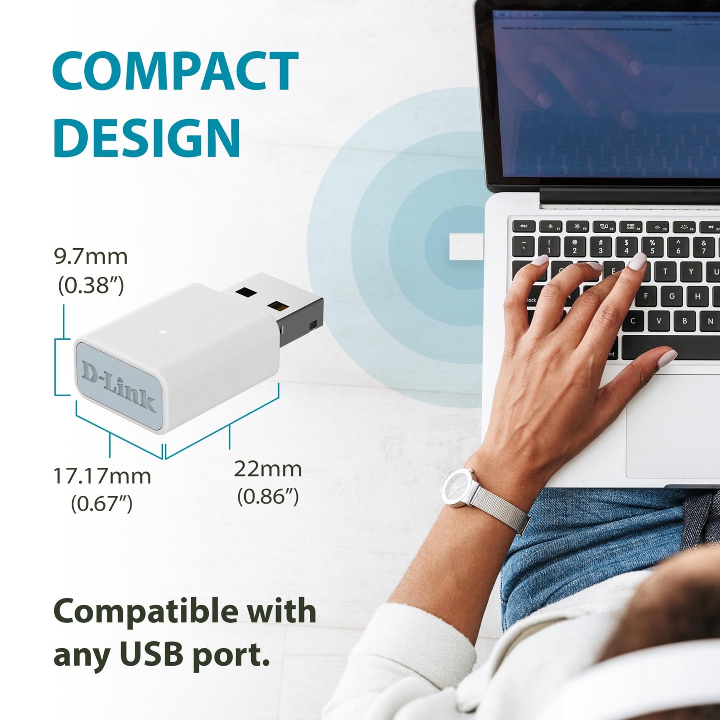 D-Link AC1300 USB WiFi Adapter -2.4/5GHz Dual Band Wireless Internet Travel Size for Desktop PC Laptop -MU-MIMO Plug & Play -Supports Windows 10/11