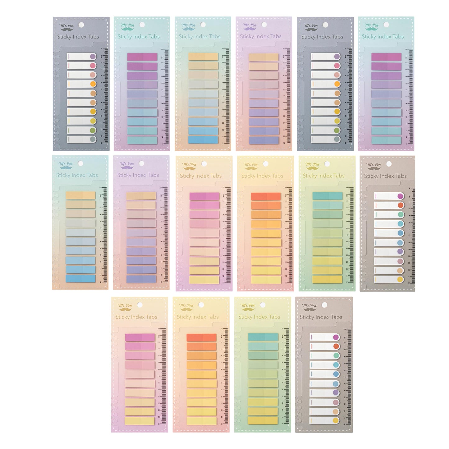 Mr. Pen- Colorful Sticky Tabs, 16 Sets, 3200 pcs, Translucent Page Markers