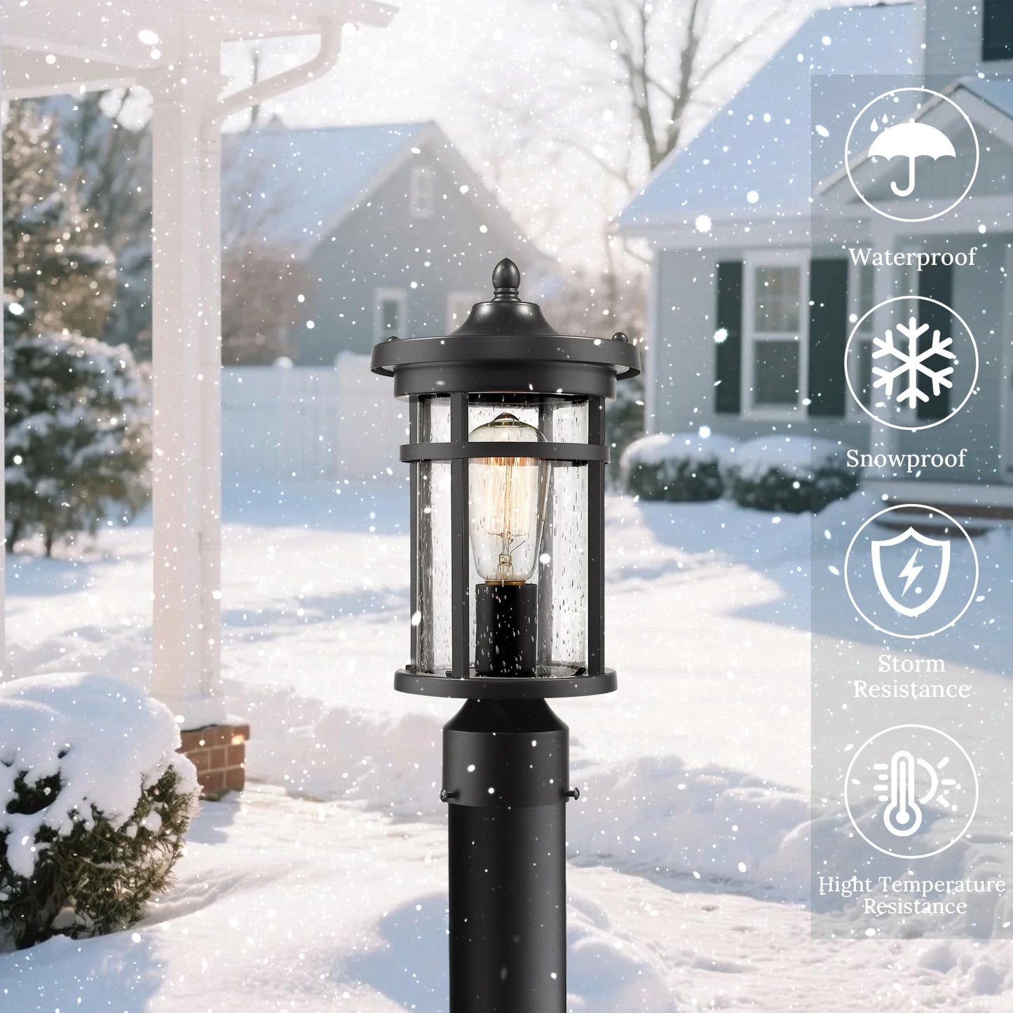 Casia Outdoor Post Light, Outdoor Pillar Light, Exterior Pole Light for Garden, Pathway Pillar Lamp for Garden Patio, Yard, Balcony and entryway