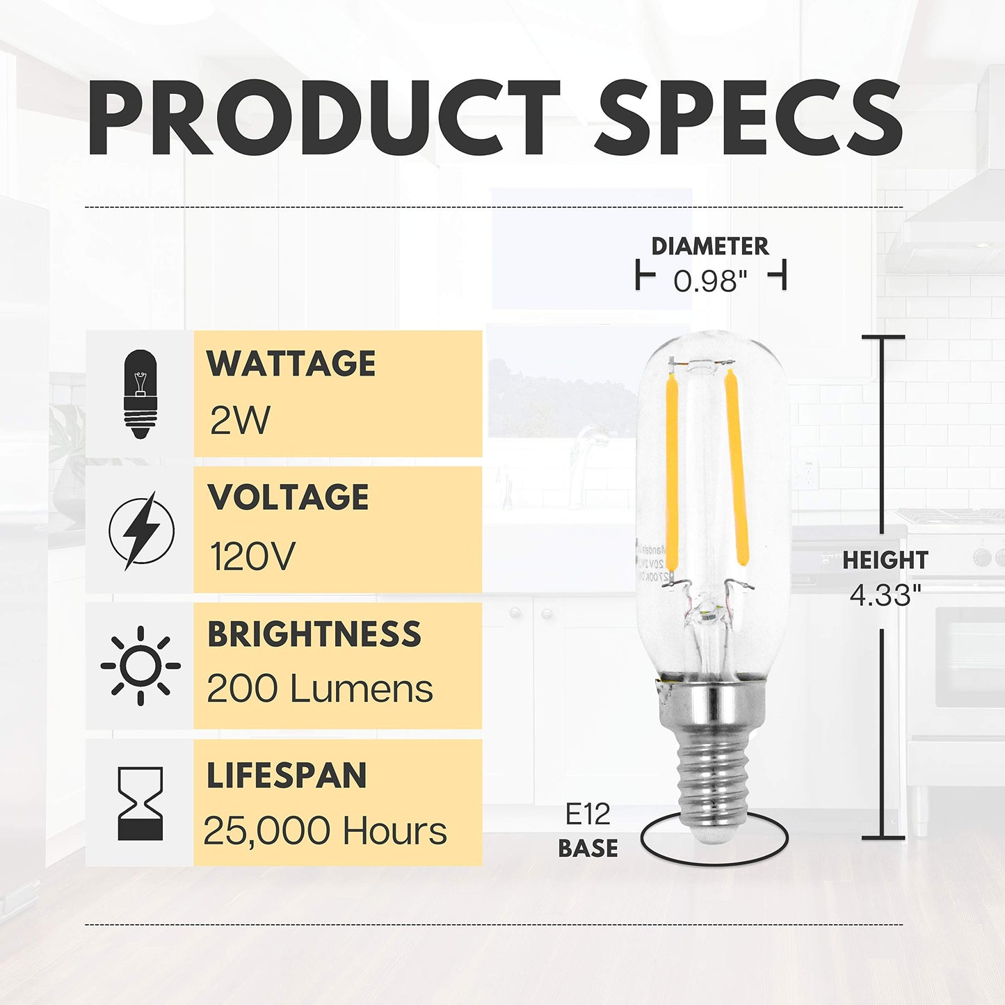 Mandala Crafts Dimmable 2W T6 LED Bulb 2700K Warm White, 25W Equivalent E12 Candelabra Base Clear Glass Filament Light for Chandeliers, Ceiling Fans