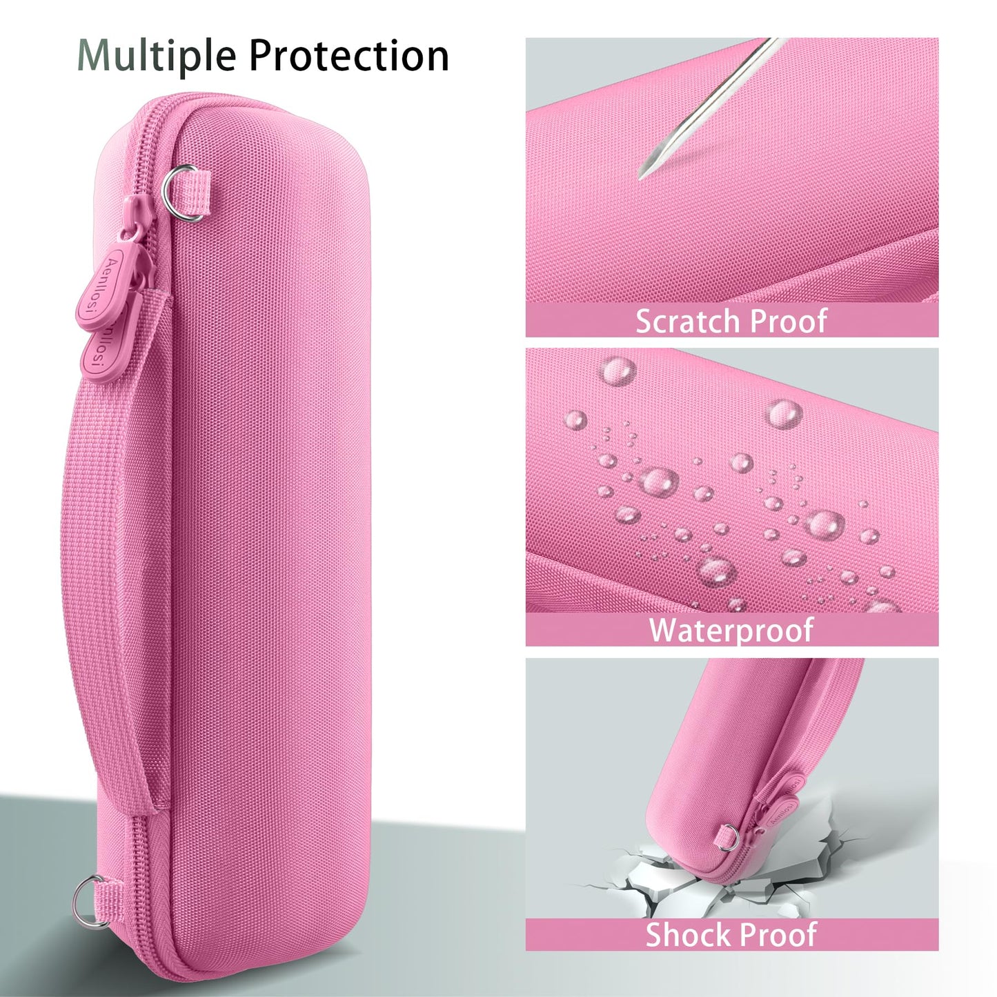 Aenllosi for JBL Flip 7/ Flip 6/ Flip 5 Protable Bluetooth Speaker Hard Case with Adjustable Shoulder Strap,Pink (Case Only)