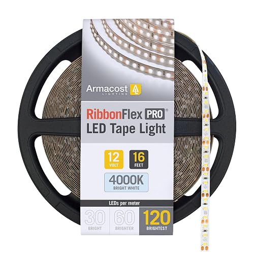 Armacost Lighting RibbonFlex Pro 12V White LED Strip Lights 120 LED/m, 4000K, 16.4 ft 153230