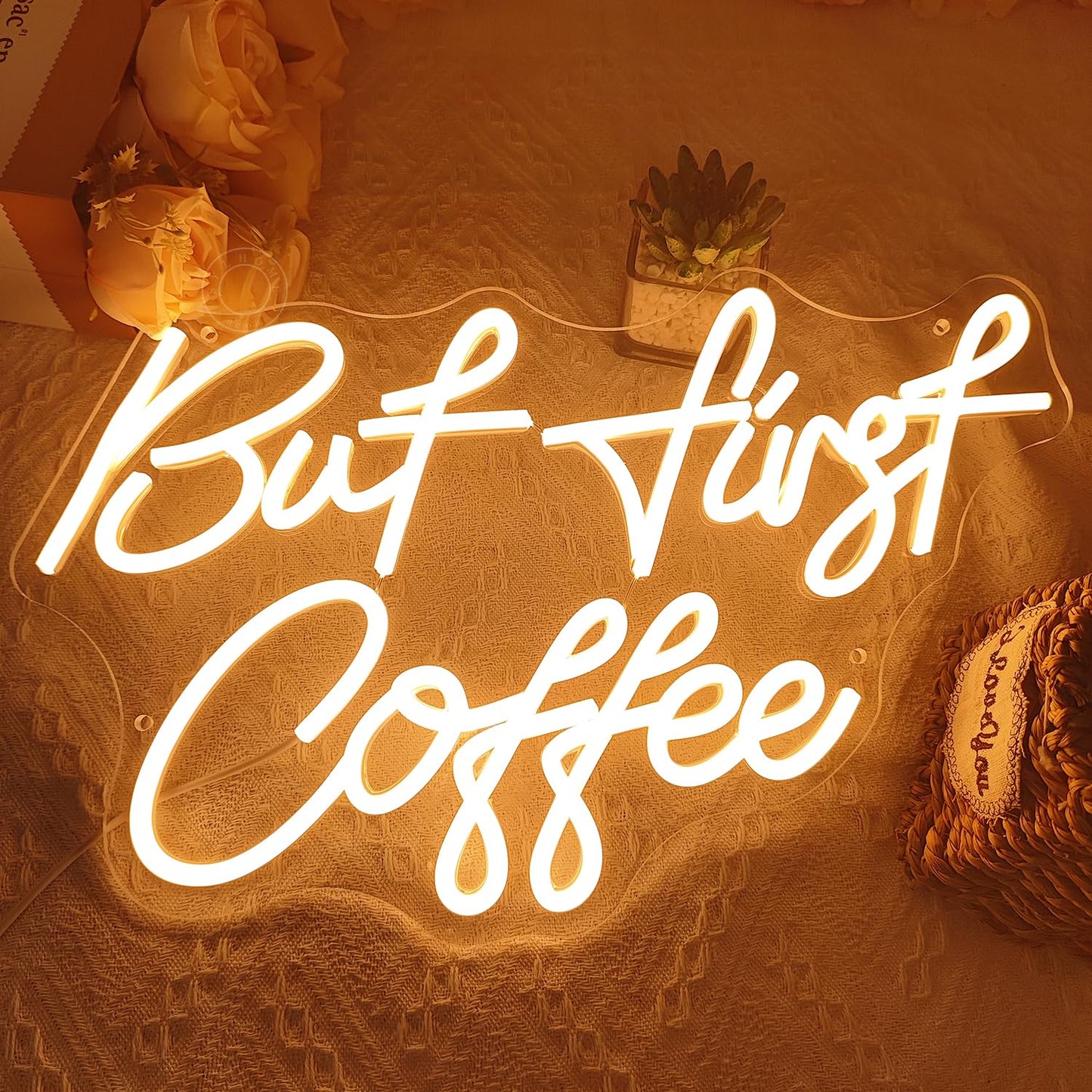SYLHOME But First Coffee Led Neon Light Signs 5V Home Bedroom Kitchen Office Wall Decor Sign for Coffee Cafe Bar Party Living Room Sign Warm White USB