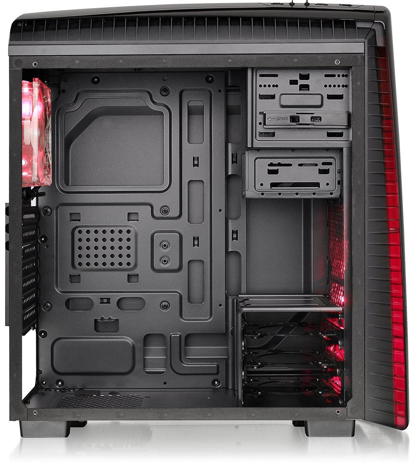 Thermaltake Versa N27 Shadow Blade ATX Gaming Mid Tower Computer Case with 3 Red LED Riing Fan Pre-installed CA-1H6-00M1WN-02, Black/Red