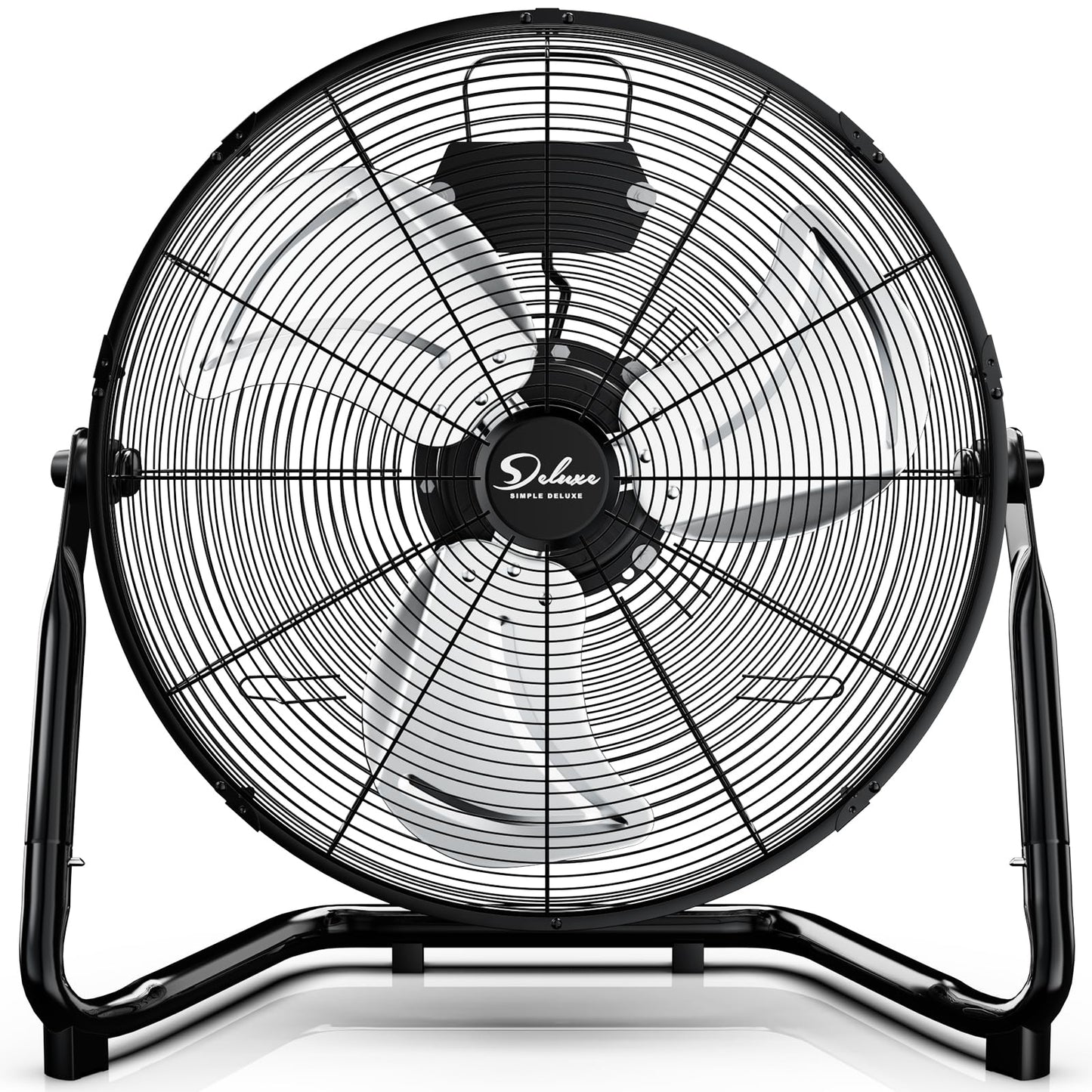 Simple Deluxe Comfort Zone Cradle Floor Fan, 12 Inch 3-Speed High Velocity, 230 Degree Adjustable Tilt, All-Metal, Carry Handle, Rubber Feet,Ideal