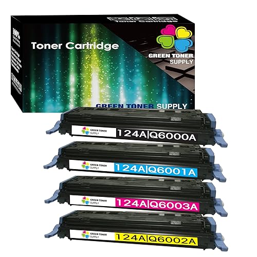 Green Toner Supply (Pack of 4) Compatible Replacement for HP 124A Q6000A Q6001A Q6002A Q6003A Toner Cartridge Work for HP Color Laser-Jet 1600 2600n