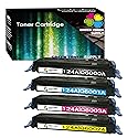 Green Toner Supply (Pack of 4) Compatible Replacement for HP 124A Q6000A Q6001A Q6002A Q6003A Toner Cartridge Work for HP Color Laser-Jet 1600 2600n