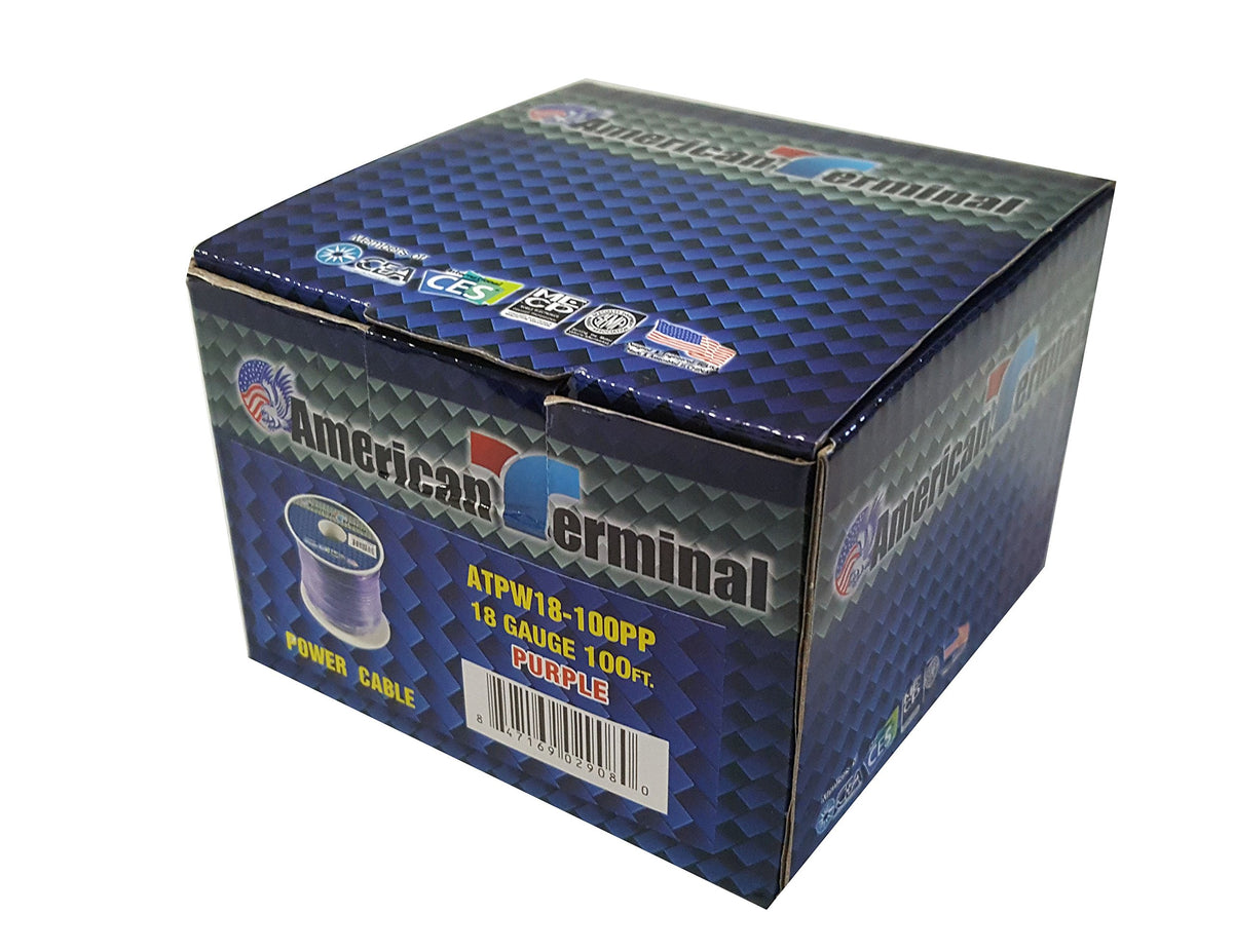 American Terminal ATPW18-100PP 18 Gauge Primary Wire, Purple