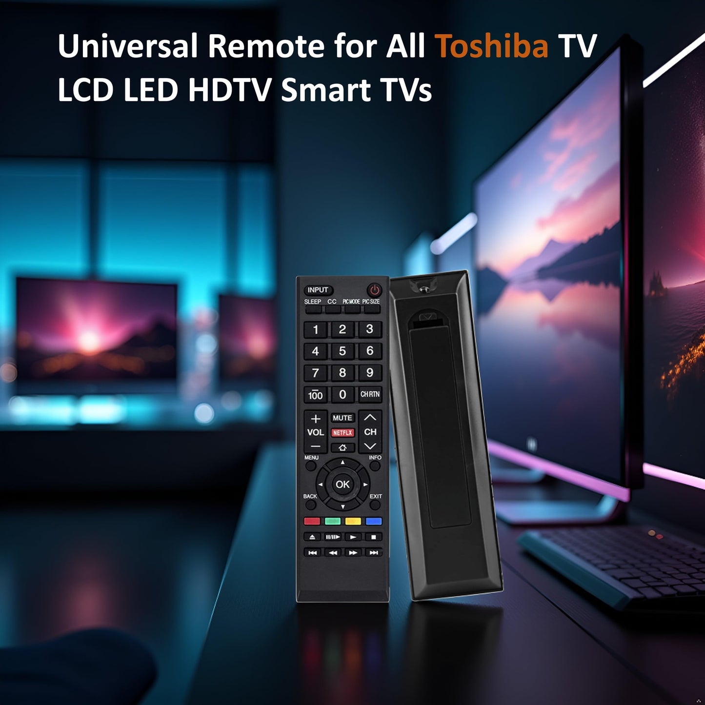 Universal Remote Control Replacement for Toshiba TV Remote for All Toshiba TV LCD LED HDTV Smart TVs Remote