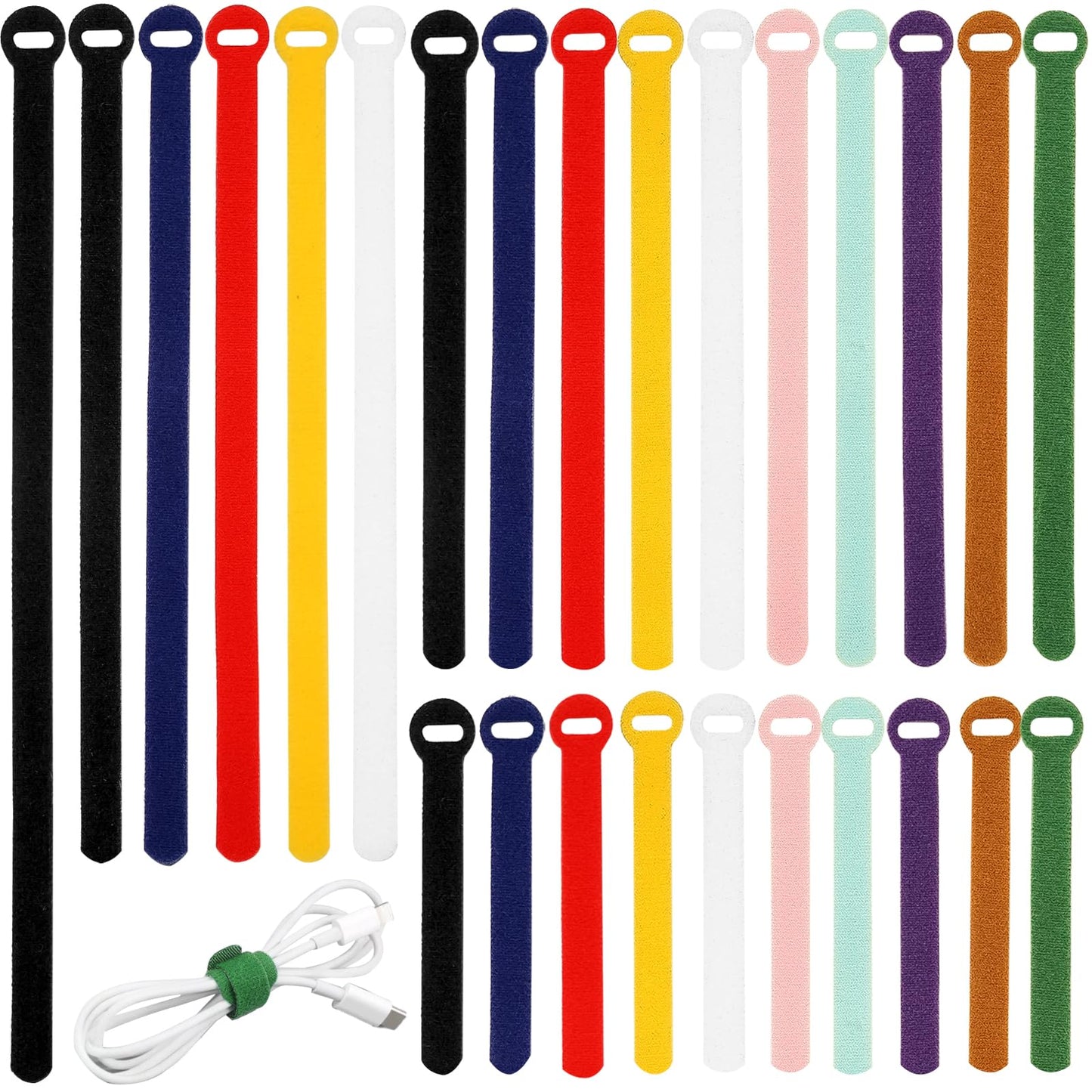 150PCS Cable Ties?4+6+8+10 Inch Reusable Cable Management, Multi-Purpose Adjustable Cord Organizer?Fastening Microfiber Cloth Hook and Loop Cable