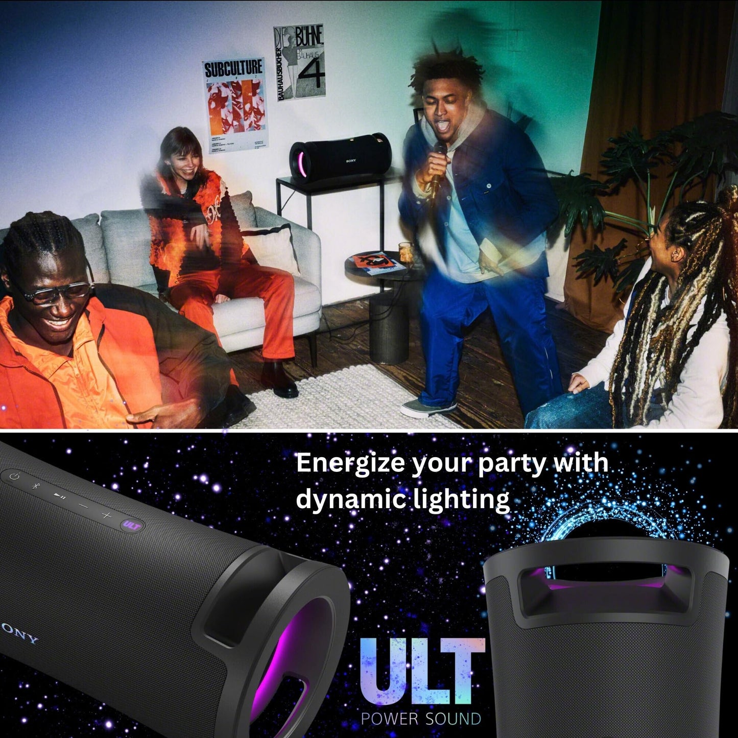 Sony ULT Field 7 SRSULT70 Wireless Portable X-Balanced Speaker with Bluetooth Fast Pair, Multipoint Connection, and Expressive Lighting (Stereo Pair