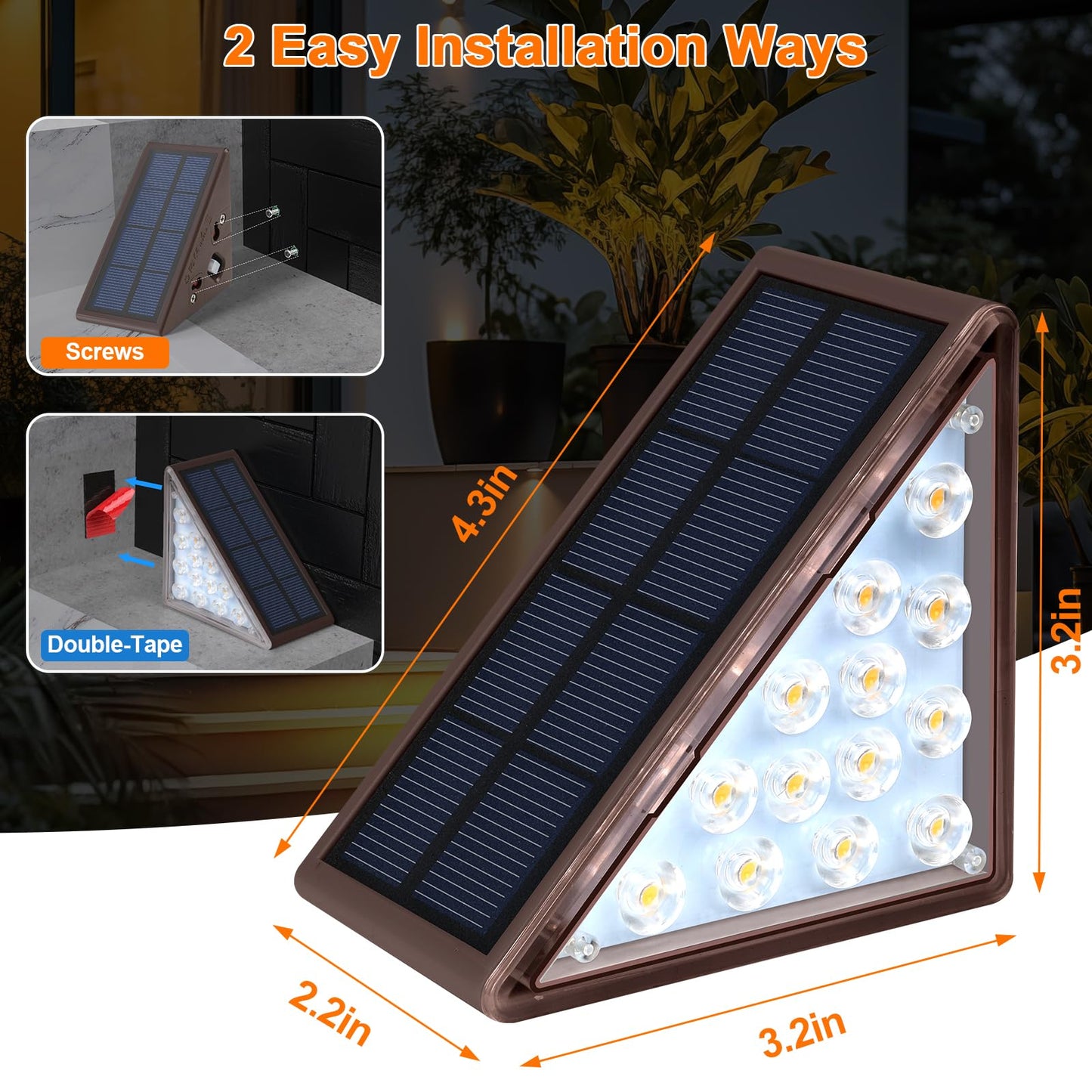 XILLUMI CORE Solar Stair Lights Outdoor Waterproof, 12 Pack IP67 Solar Lights for Steps, Warm 3000K 13 LED Dusk to Dawn Outdoor Stair Lighting