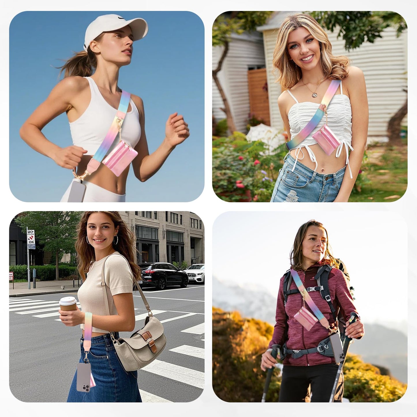 Long Pond Stylish Phone Crossbody Lanyard Strap with Wallet, Adjustable Anti-Loss Detachable Wrist Strap for Women, Secure Hands-Free Holder