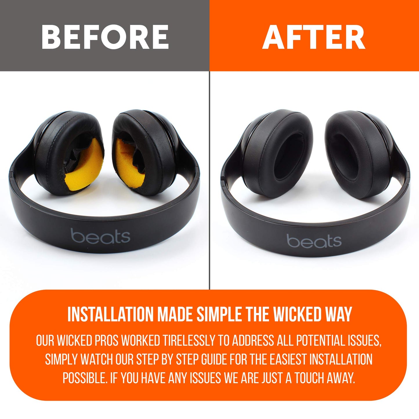 WC Wicked Cushions Replacement Ear Pads for Beats Studio 2 & 3 (B0501, B0500) Wired & Wireless | Does NOT Fit Beats Solo | Softer PU Leather, Enhanced