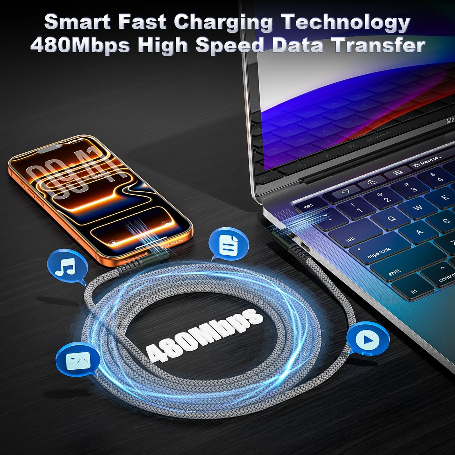 CarPlay Cable USB C to USB C Cable 60W Nylon Braided 2Pack 6FT for iPhone 17/16/15 Pro Max/Plus/17 Air Cord,USB C Cable for iPad Air/Pro/MacBook USBC