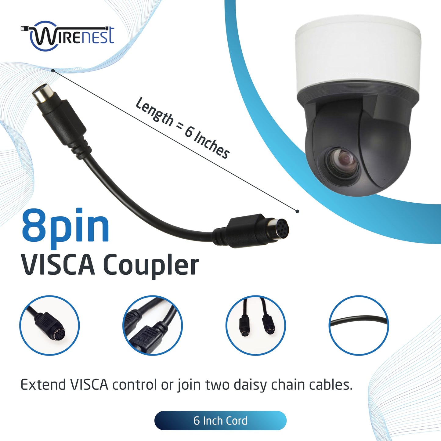 Wirenest VISCA Extension Cable MD8F to MD8F Coupler