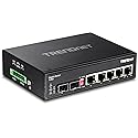 TRENDnet 7-Port Industrial Gigabit DIN-Rail Switch, TI-G62, 5 x Gigabit Ports, 2 x Gigabit SFP Ports, IP50 Weather Rated, 14Gbps, NDAA TAA Compliant