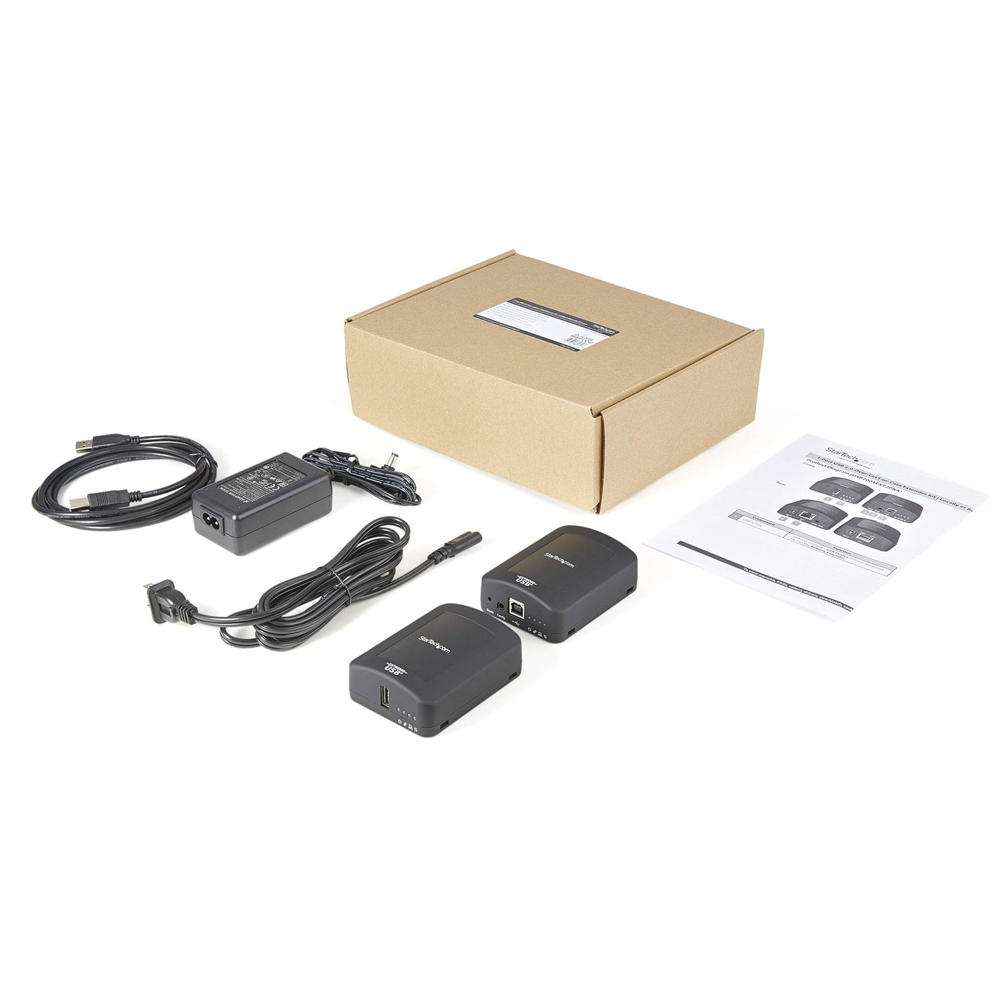 StarTech.com USB 2.0 Extender Over Cat5e/Cat6 Cable (RJ45) - Locally or Remotely Powered Industrial Metal USB Extender Adapter Kit w/ESD Protection