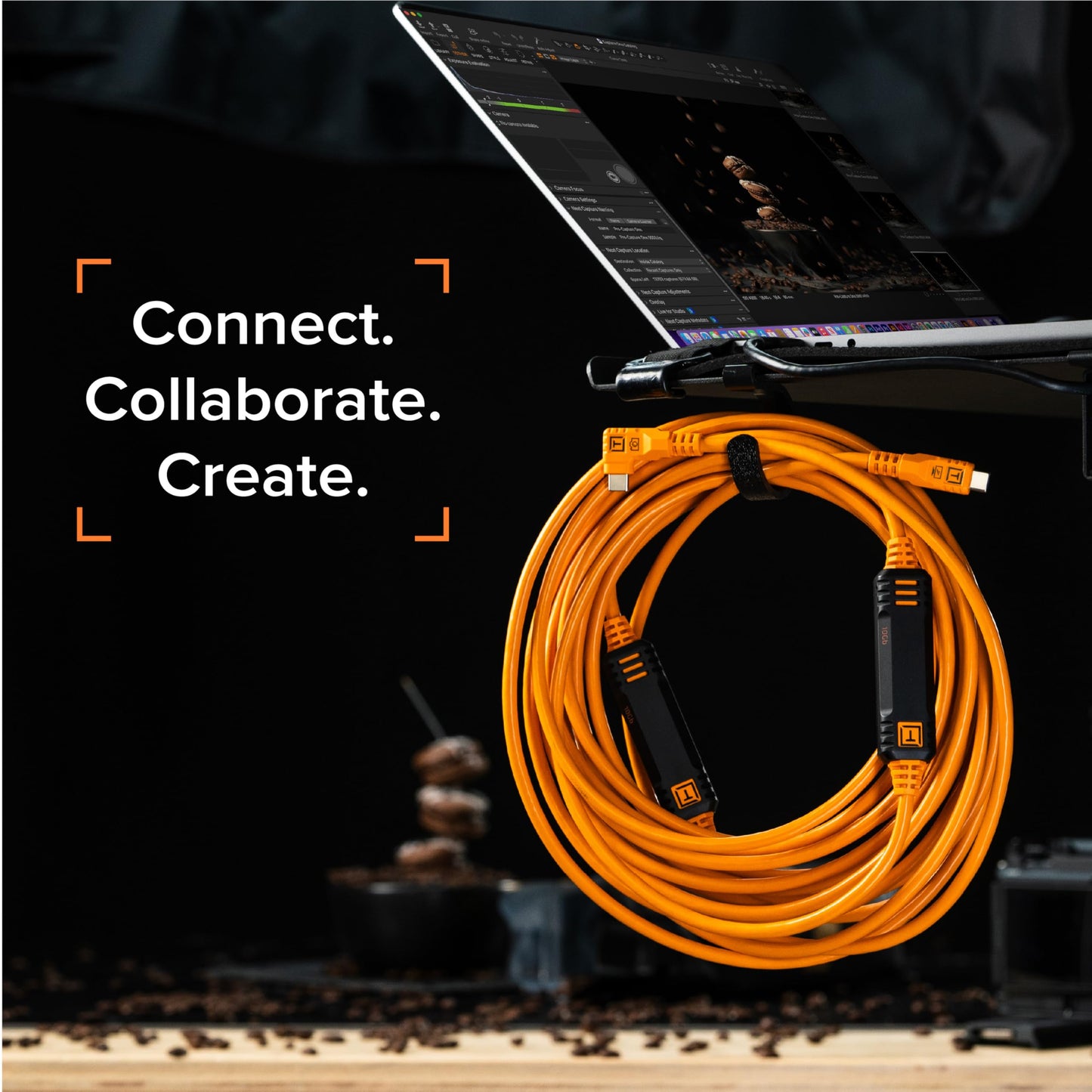 TetherPro Optima 10Gbps Gen 2 USB-C, 6' (1.8m), Straight to Right, High-Visibility Orange| Not Compatible with Fuji GFX Models