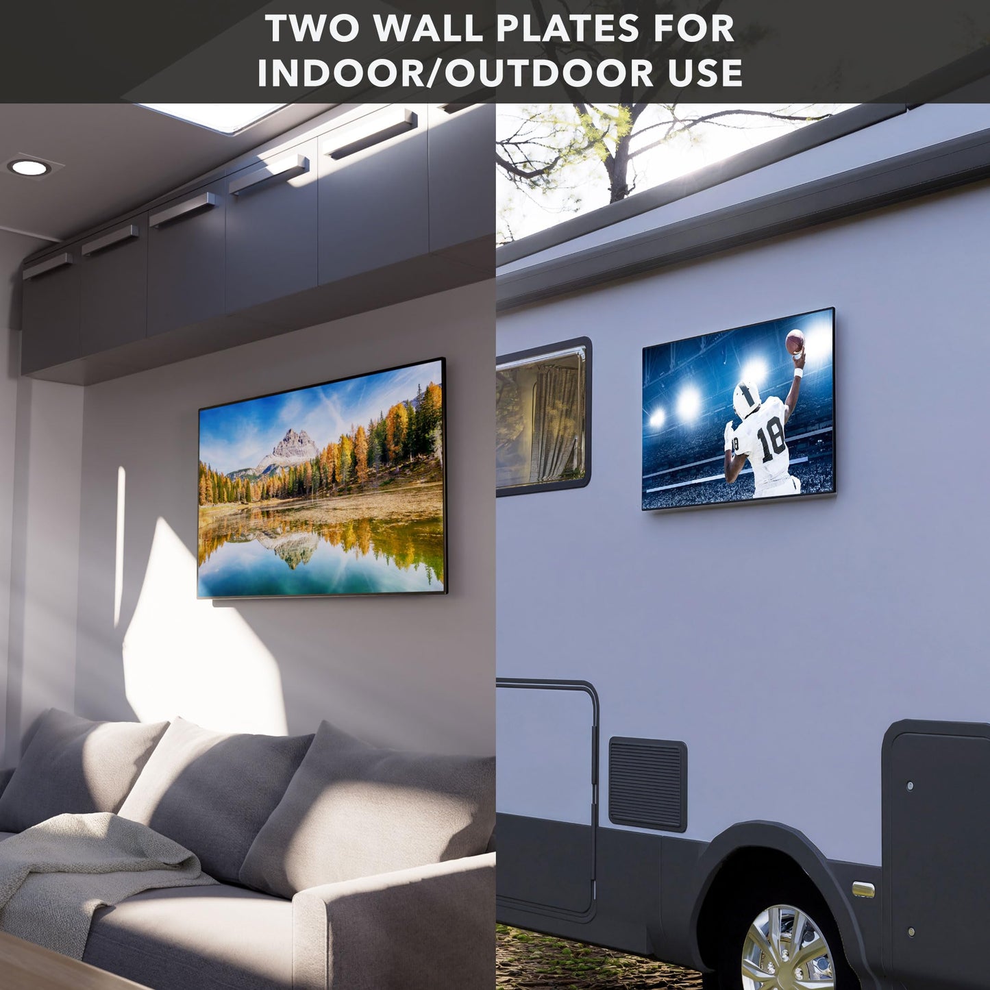 Mount-It! RV TV Mount, Rust-Proof Polymer, Dual Wall Plates & Quick-Release, Ultra-Slim 0.7" Profile, Fits 13-43" TVs up to 30 lbs, VESA 75x75