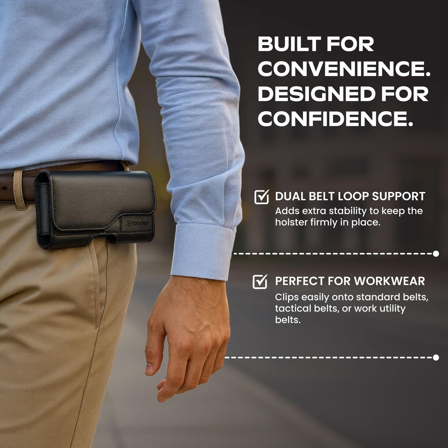 Stronden Magnetic Closure Holster for iPhone 17 Pro, 17e, 17, 16 Pro, 16e, 16, 15 Pro, 15, 14 Pro, 14, 13 Pro, 13, 12 Pro, 12, 11, XR - Leather Belt
