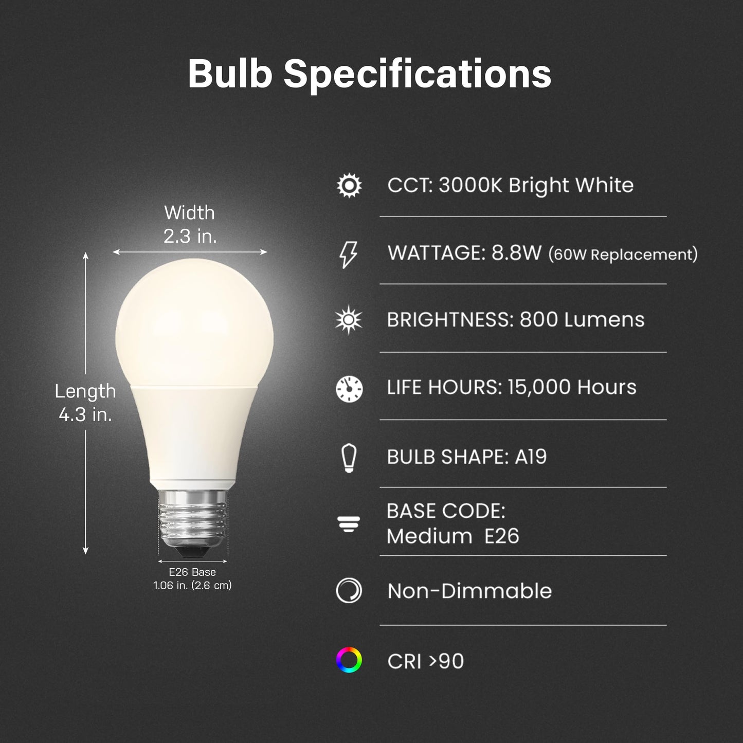 Feit Electric A19 LED Light Bulb, 60W Equivalent, E26 Base, 3000K Bright White, 800 Lumens, Low Voltage Light Bulbs for Marine/RV Sockets, 15,000-Hour