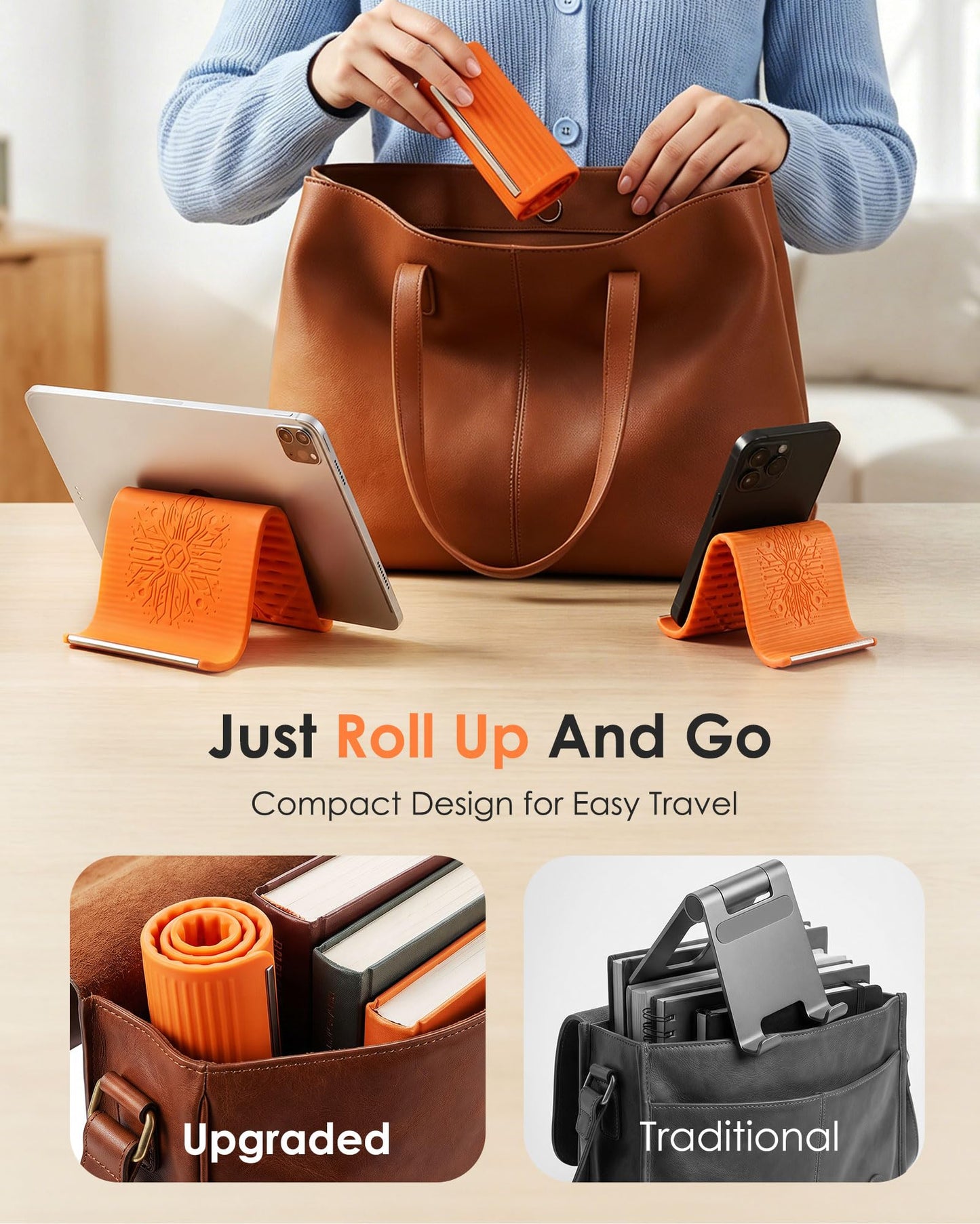 Starsurp Portable Foldable Silicone Aluminum Phone Holder, 2026 New Flexible Silicone Phone Holder, Folded into Any Shape, Universal Adjustable